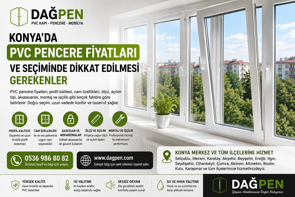 Konya’da PVC Pencere Fiyatları ve PVC Pencere Seçiminde Dikkat Edilmesi Gerekenler