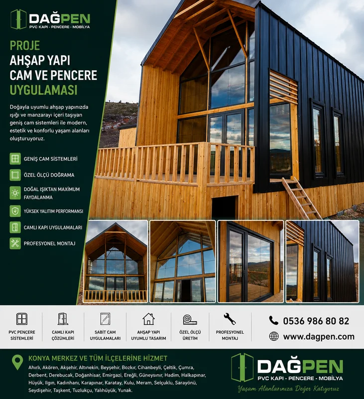 Konya Ahşap Yapı Cam ve Pencere Uygulaması | Dağpen