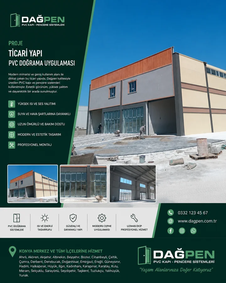 Konya Ticari Yapı PVC Doğrama ve Pencere Uygulaması | Dağpen galeri görseli