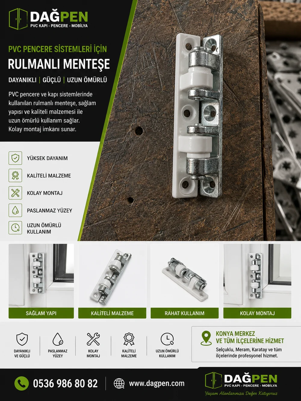 PVC Pencere Rulmanlı Menteşe | Dağpen Konya